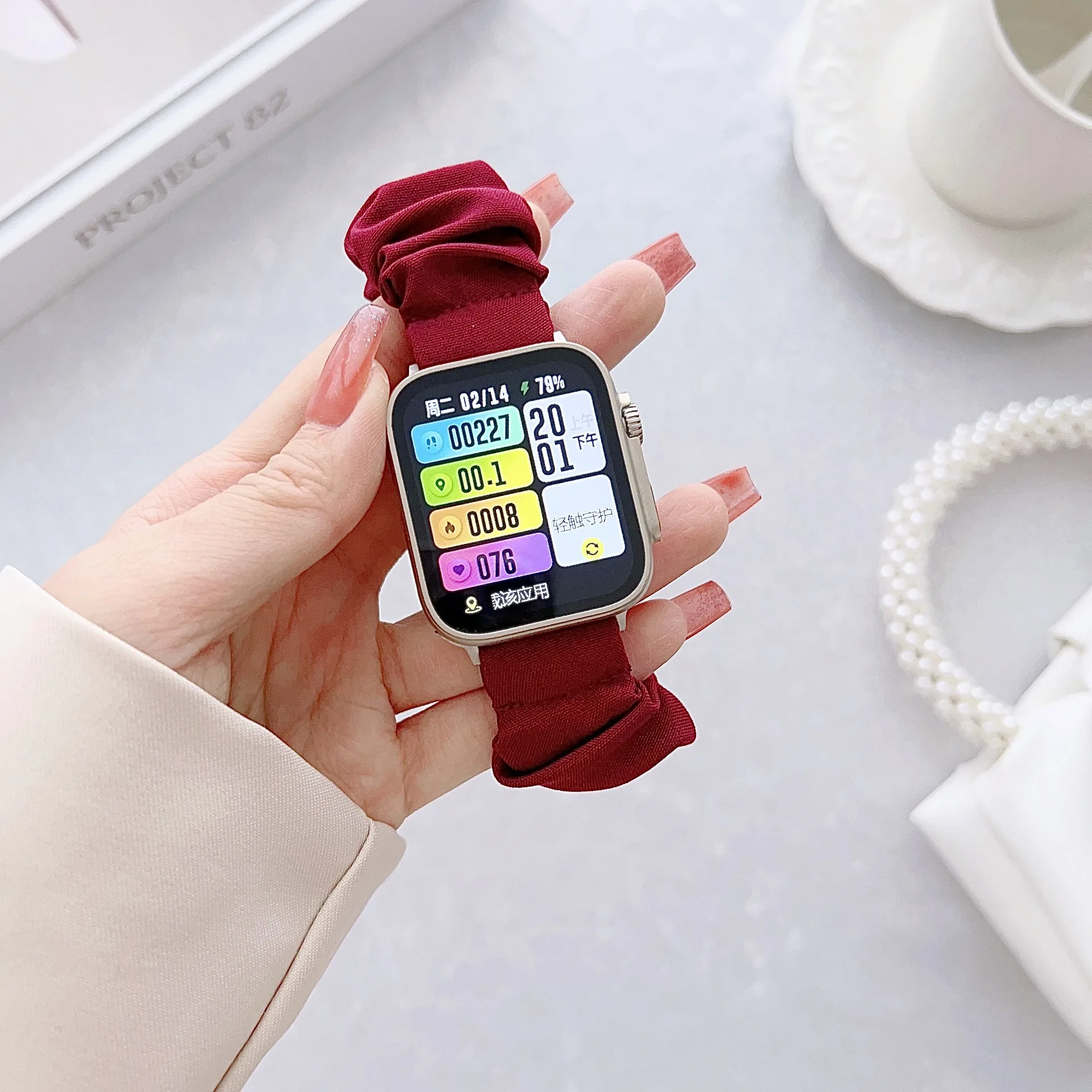 Fashion Hair Ring Strap For Apple Watch 8 7 Band 45 44mm Fabric Wristband for Iwatch Series SE 6 5 4 3 41 40 42 38mm Bracelets