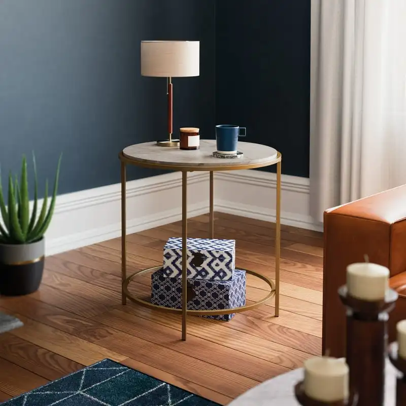 

Lux Wood and Metal Side Table, Deco Stone
