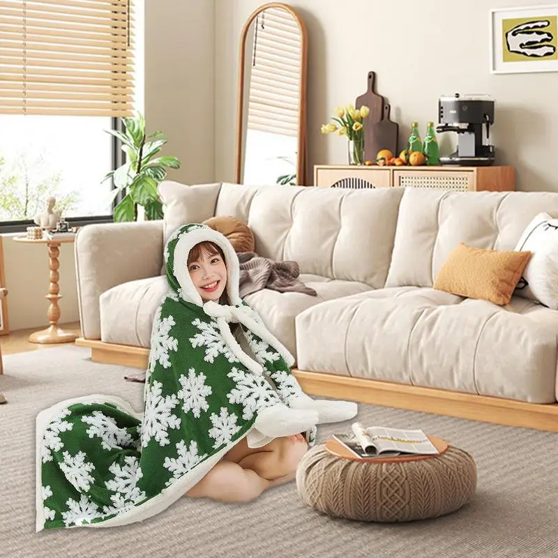 Рождественское носимое одеяло зимняя накидка для взрослых 59x43 дюйма теплая