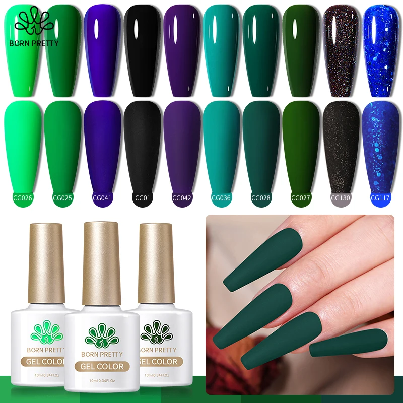 

BORN PRETTY Gel Nail Polish 10ml Green Blue Semi Permanent Vanish Soak Off UV Gel Need Super Top Coat Hybrid Nails Manicure