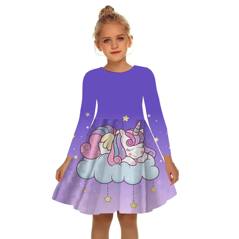 Детское платье с длинным рукавом 3D-принтом |