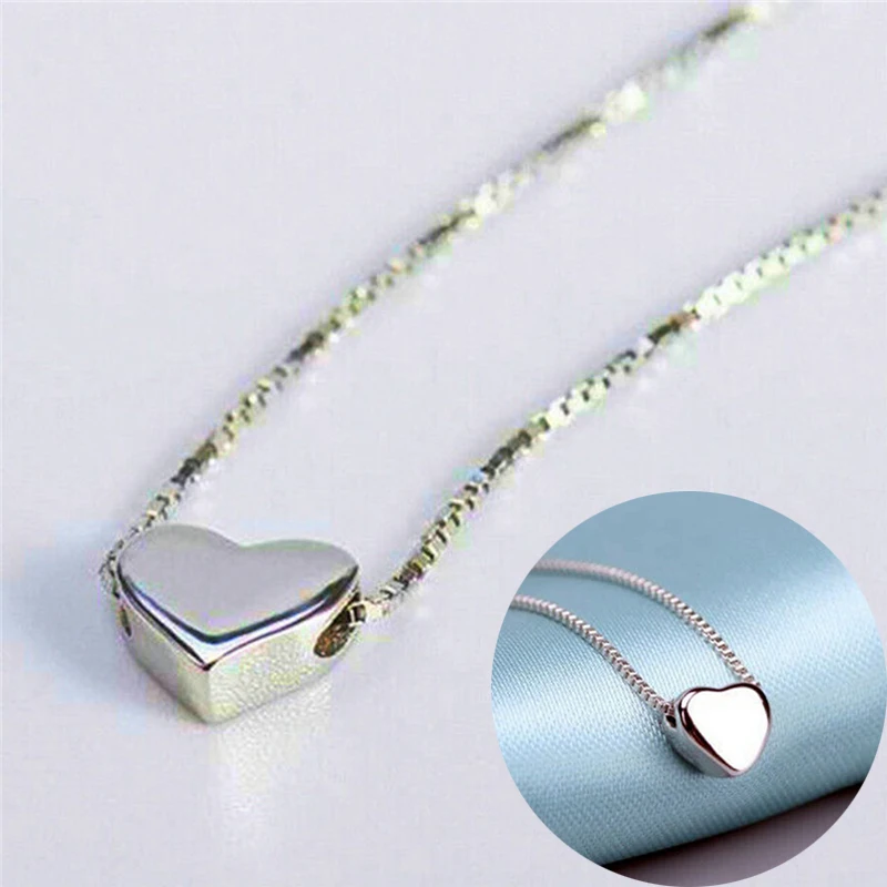 

Charm Necklace Women Jewellery Heart Pendant Silver Chain Gift Cute Pendant