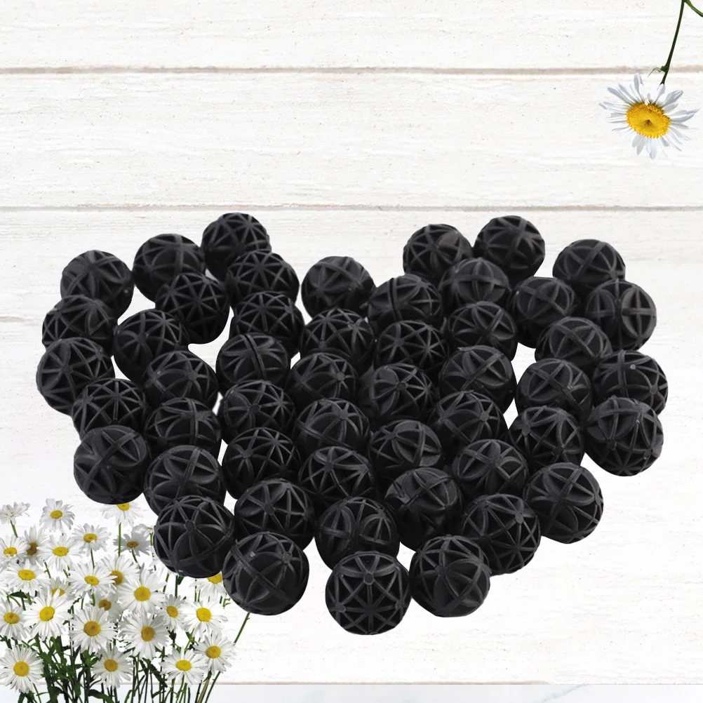 

100pcs Black Aquarium Tank Filter- Balls Filtration Media, 0 6- inch