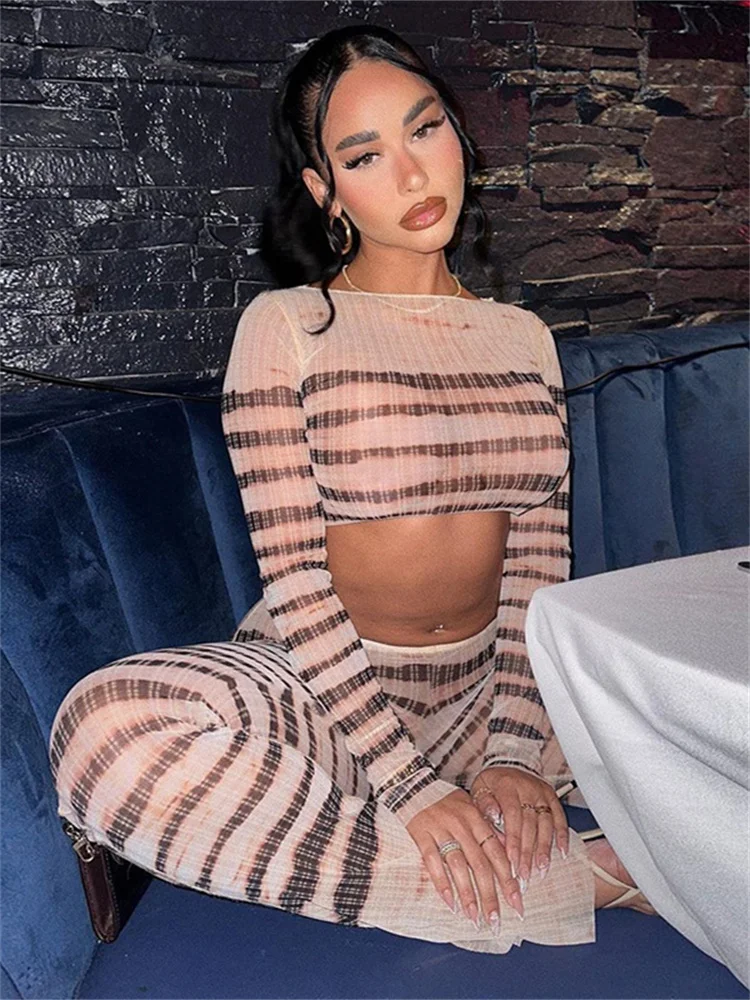 Simenual комплект из двух предметов в полоску и сеточку сексуальный корсет топ