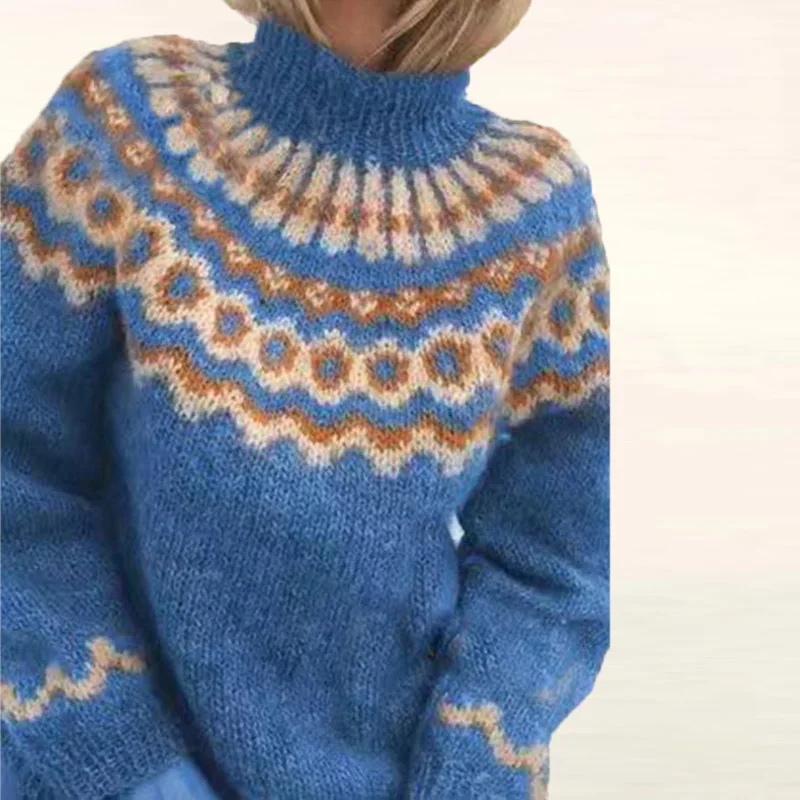 

Женский Осенний элегантный трикотажный свитер с длинным рукавом и круглым вырезом