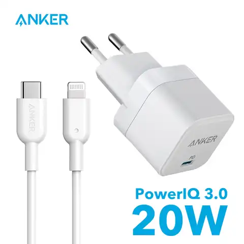 Зарядное устройство USB для iPhone 12 Anker 20 Вт, устройство для быстрой зарядки, мощный порт III 20 Вт, кубическое зарядное устройство для телефона iPhone...