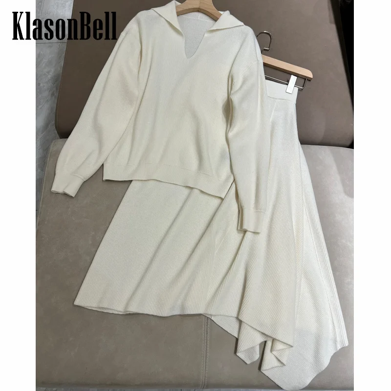 11 26 KlasonBell с лацканами и v-образным вырезом свободный кашемировый вязаный свитер