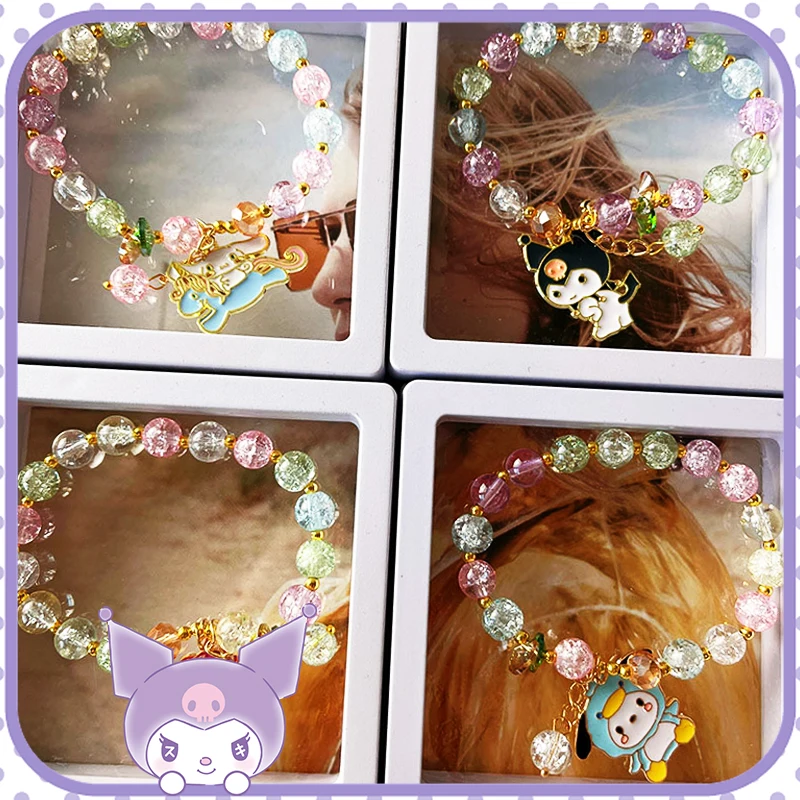 

Sanrioed Beaded Bracelet Kawaii Wrist Ornament Crystal Stylish Delicate Anime Melody Cinnmaoroll Pochacco Lovely Kids Girls Gift