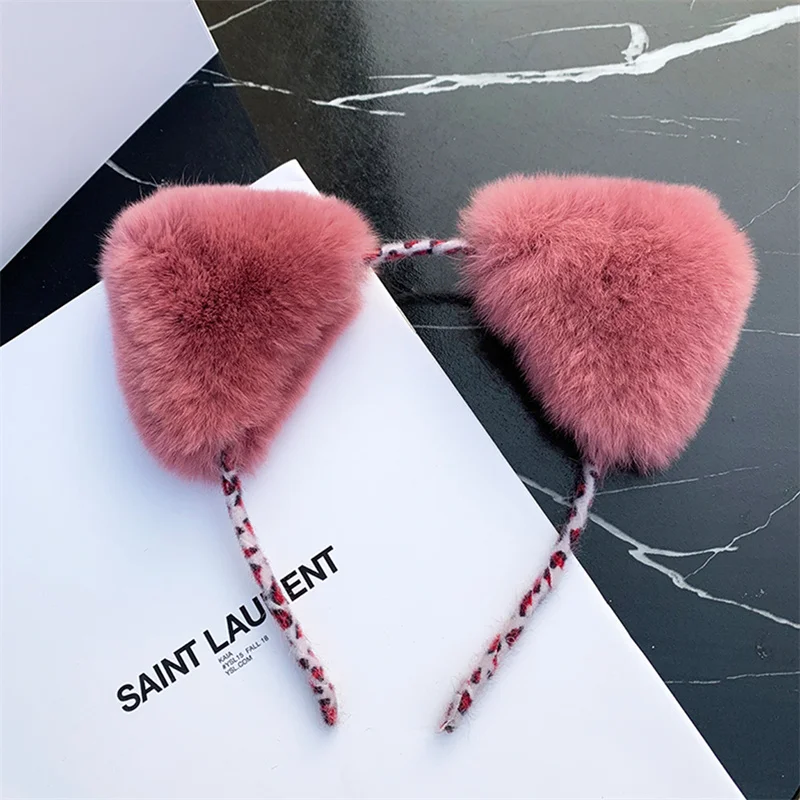 

Girls' Face Washing Hair Hoop Rex Rabbit Fur Cat's Ears Hair Ornament, Used For Daily Decoration Of Girls' And Women's Parties