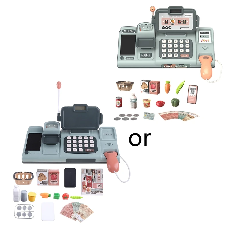

Toy Cash Register with Scanner Toddler Cash Register Toy for Kids with Real Calculator for PLAY Money Credit Card Reader