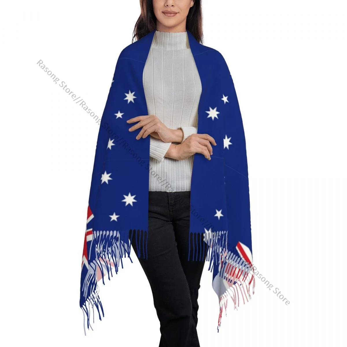 Зимний шарф с кисточками австралийский морской флаг женские кашемировые шарфы