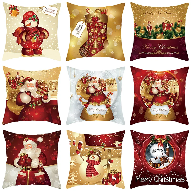 

2022 Merry Christmas Cushion Cover Christmas Decorations For Home Cristmas Pillow Case Xmas Navidad Gifts 45*45cm