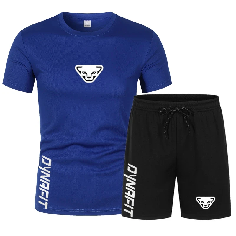 Summer brand new DYNRFIT men's sports T-shirt + shorts set brand casual breathable jogging pants hip-hop fashion clothing 2023