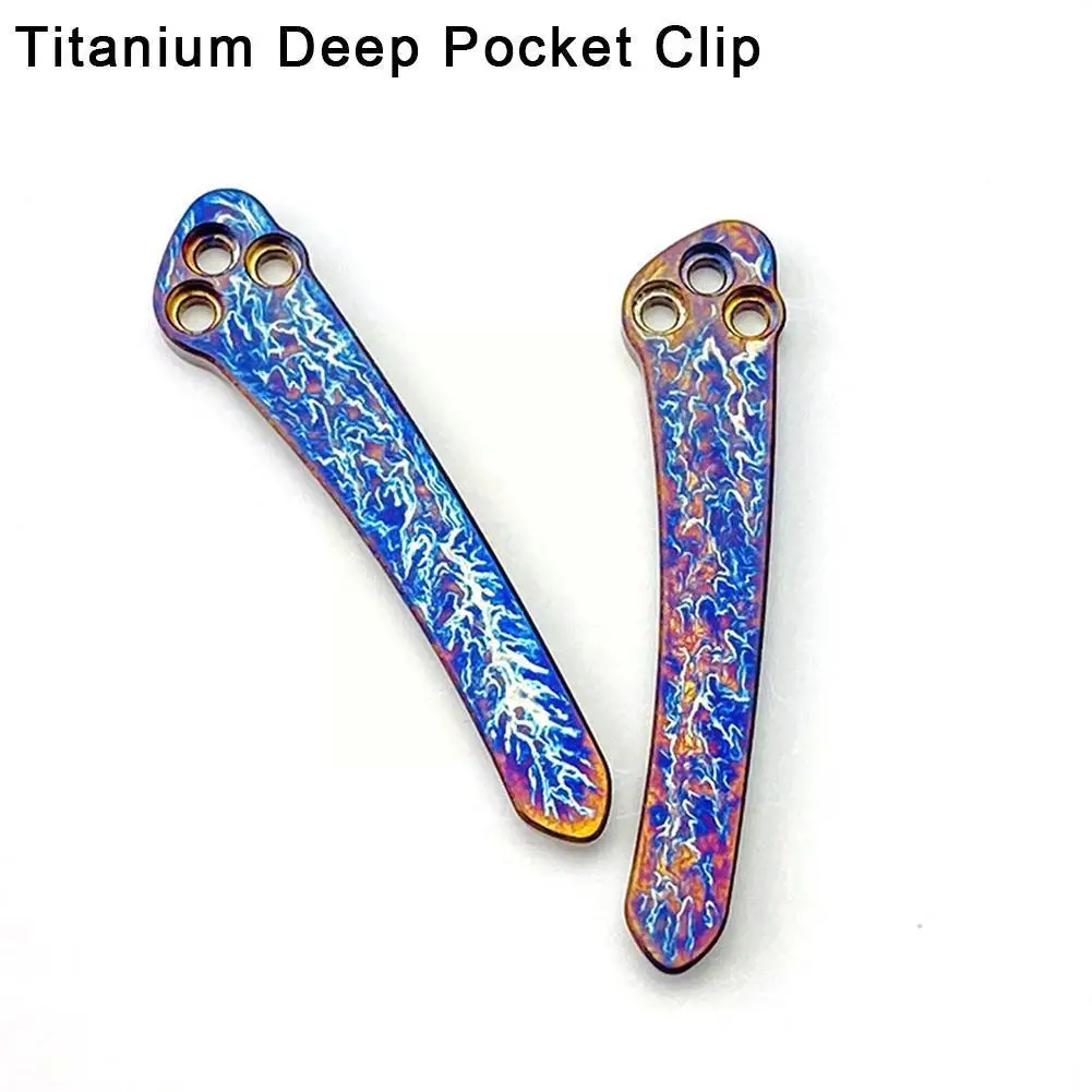 

1pc Pocket Clip for Spyderco Knives Hand Made Titanium Deep Carry Pocket Clip Pocket Clip For Knives Titanium Screws Z4E0