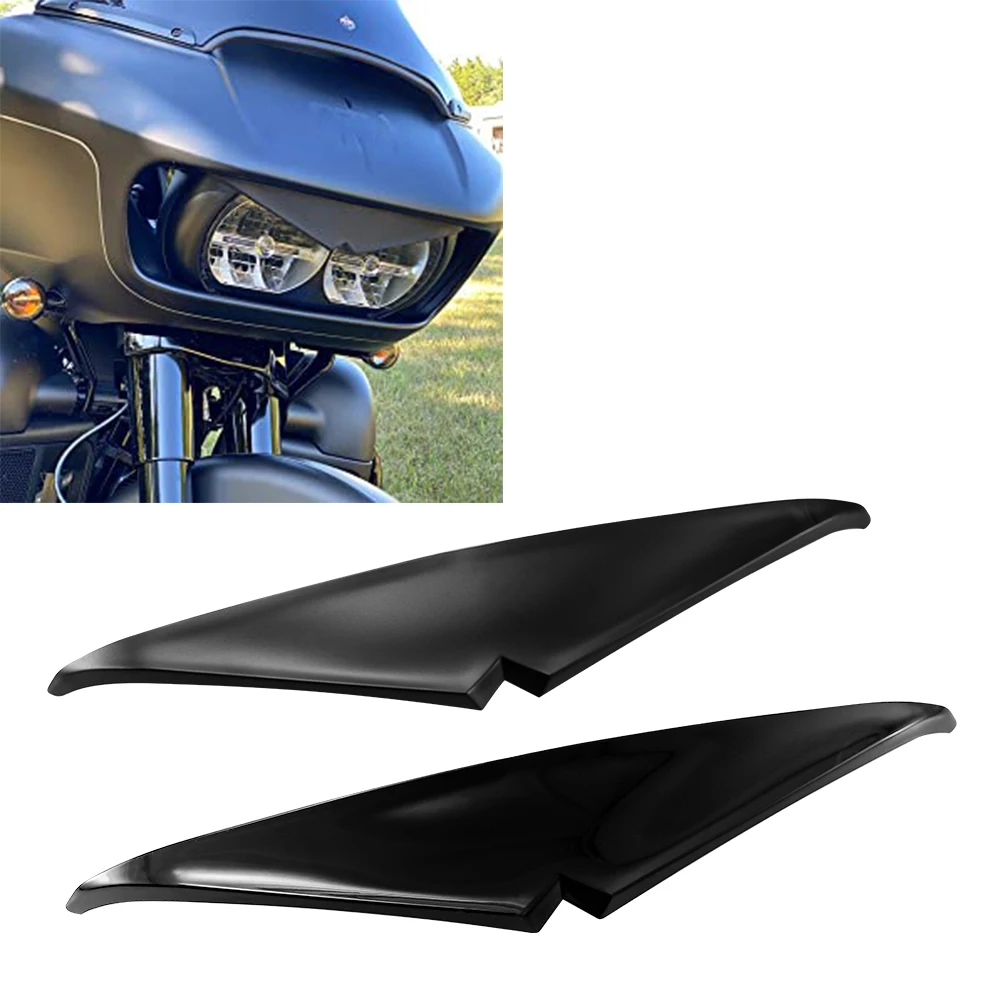 

Motorcycle Headlight Trim Headlamp Eyebrow Eyelid Sticker Decoration Upper Tip Cover Visor Accent For Harley Road Glides 15-20