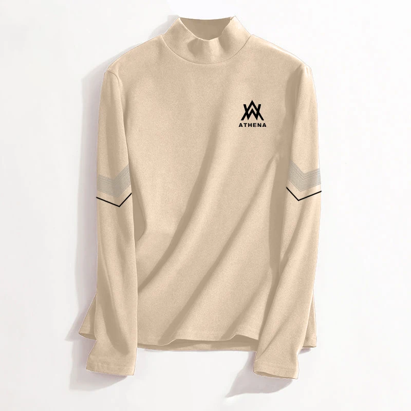 [Fast very] Half-high Collar Double De Velvet Bottoming Shirt Men's Long sleeves Top Clothes Trendy Brand Inn...