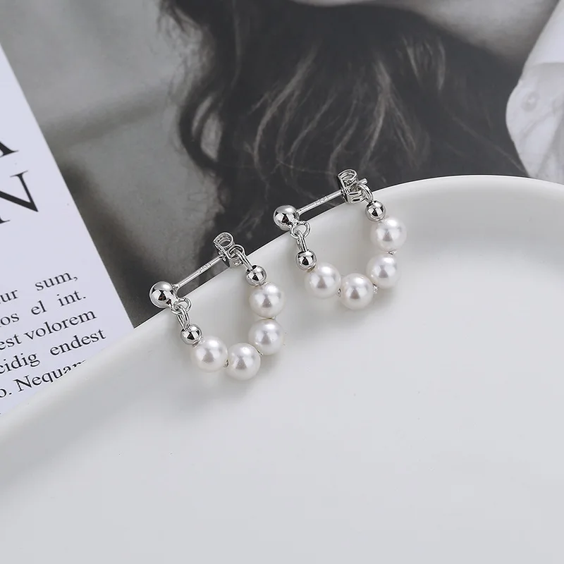 

2022 Trend New Retro French Beads Pearl Ear Studs For Woman Female Baroque Earrings Fashion Jewelry Girls Gifts Accessories