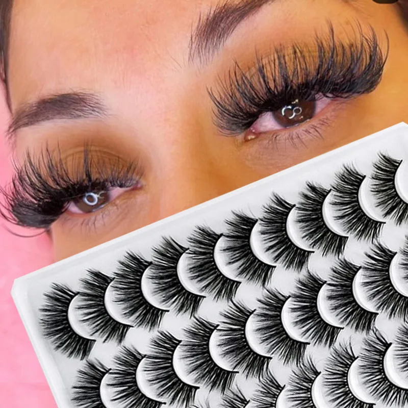 

3D Imitation Mink False Eyelashes Natural Soft Cross Thick Multi-layer False Eyelashes Woman Makeup Ey Elash Extension Tools