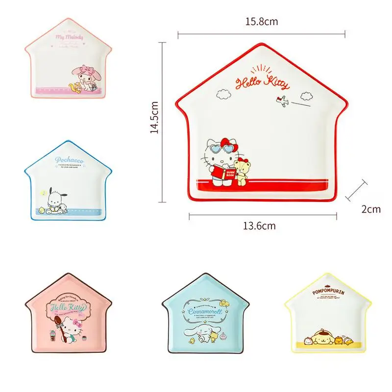 

Hello Kittys Plate Kuromi My Melody Sanrio Kawaii High Capacity Ceramic Household Kitchen Cooking Fruit Dessert Plate Tableware