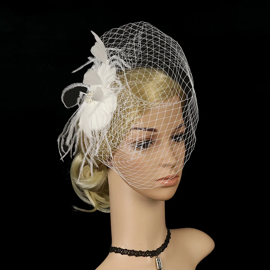 

Женская Вуалетка с зажимом в виде перьев и цветов, шляпа для свадебвечерние фотосъемки, свадебный головной убор, Кентукки, Дерби