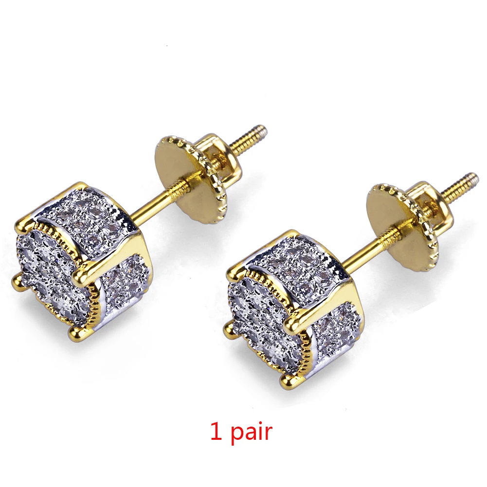 

1pair Women Decorative Round Gift Accessories Fashion Piercing Zirconia Jewelry Daily Hip Hop Stud Earrings