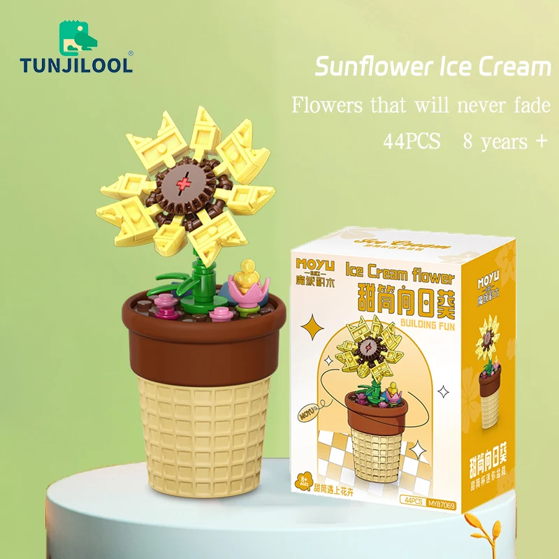 

Конструктор MOYU, цветок «сделай сам», букет зеленых растений, кирпичи, микро мороженое, Подсолнух, модель, игрушки, игрушки для девочек, подар...