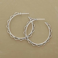 fashion silver color big hoop earrings classic fashion metal silver color sector hollow loop earrings jewelry