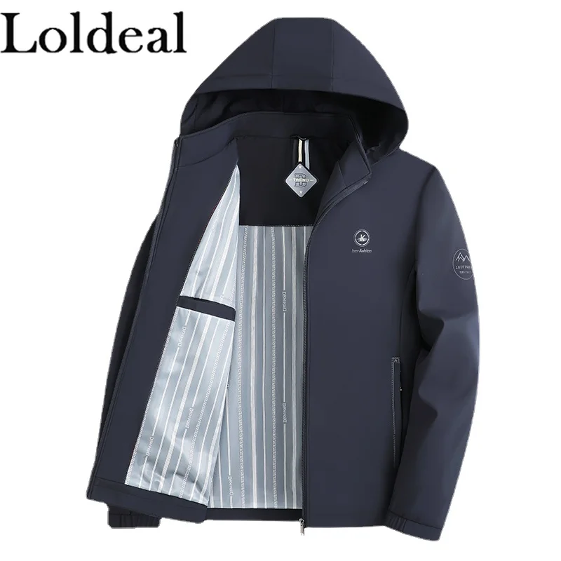 Мужская повседневная куртка Loldeal верхняя одежда со съемным капюшоном.