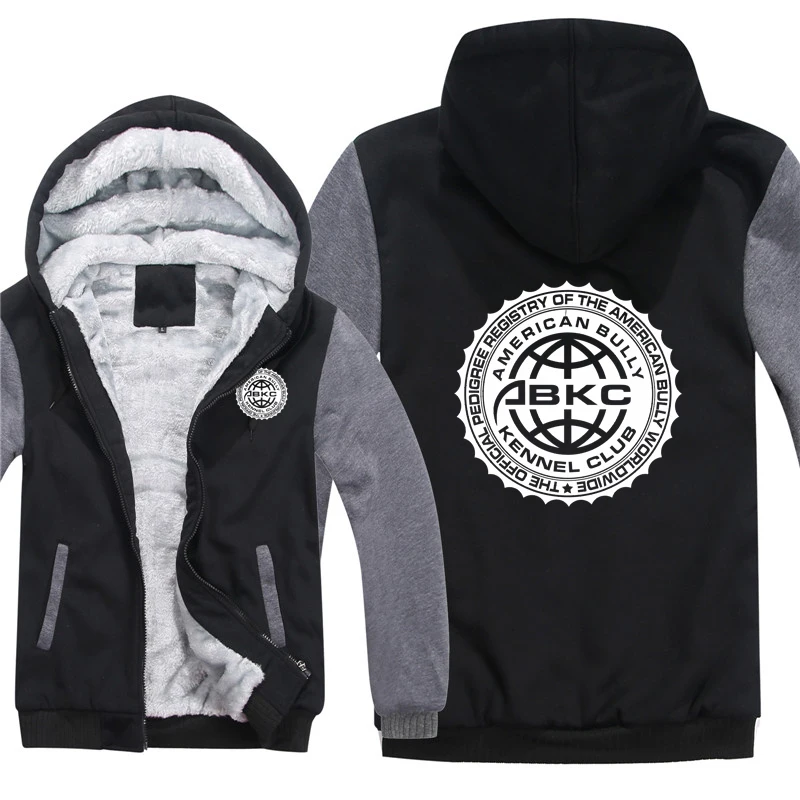 

2022 NEW Abkc American Bully Kennel Club Hoodies Men Winter Coat Pullover Fleece Warm Jacket Sweatshirts
