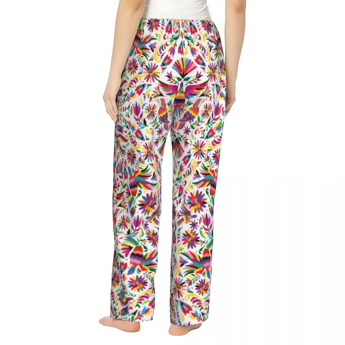Пижамные штаны для женщин с принтом мексиканских цветов и карманами