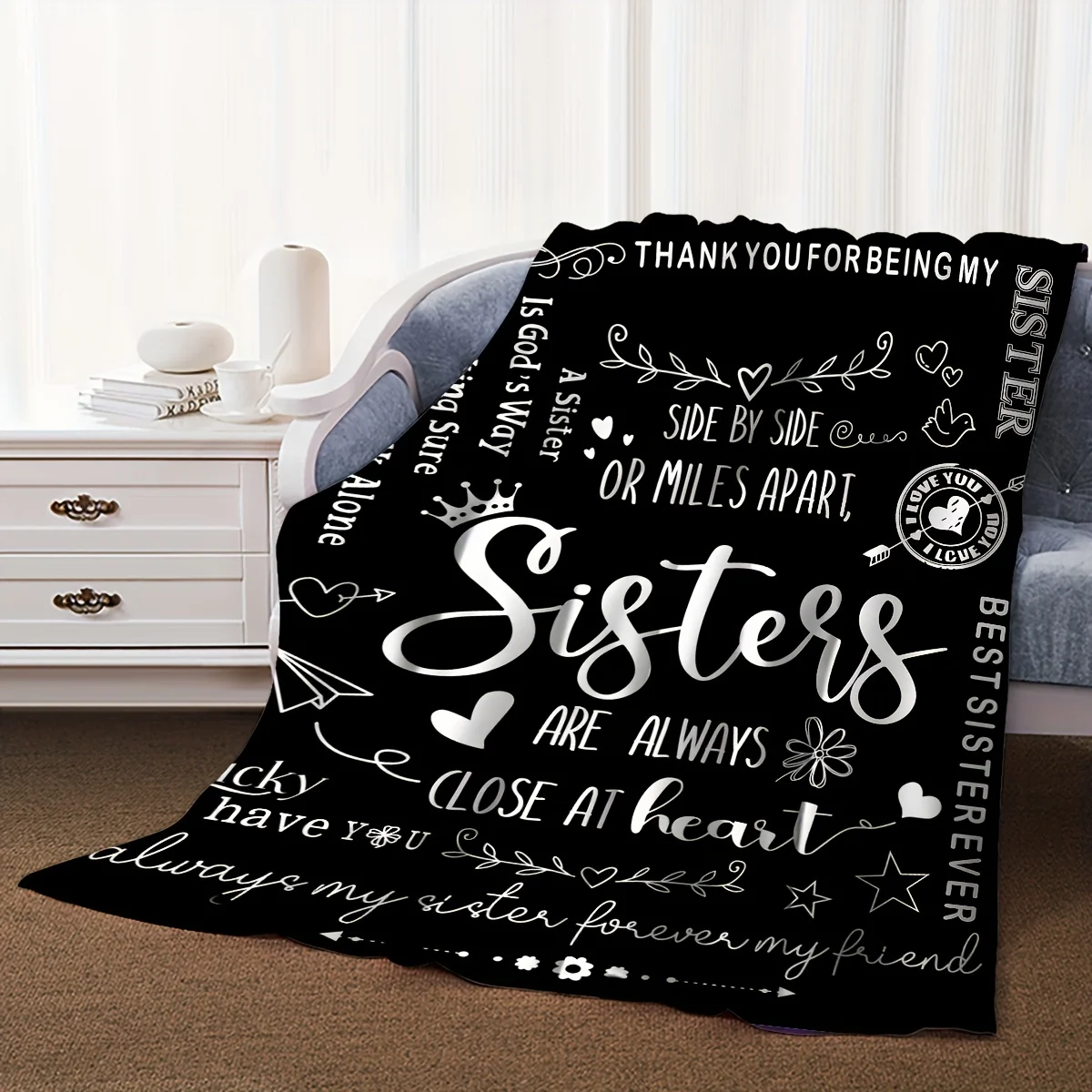 1 шт. мягкое и уютное фланелевое одеяло с принтом слогана — теплое покрывало для