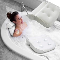 home bath spa pillow deep spongy cushion relaxing massage big suction cup bathtub neck back comfort support relaxing tool
