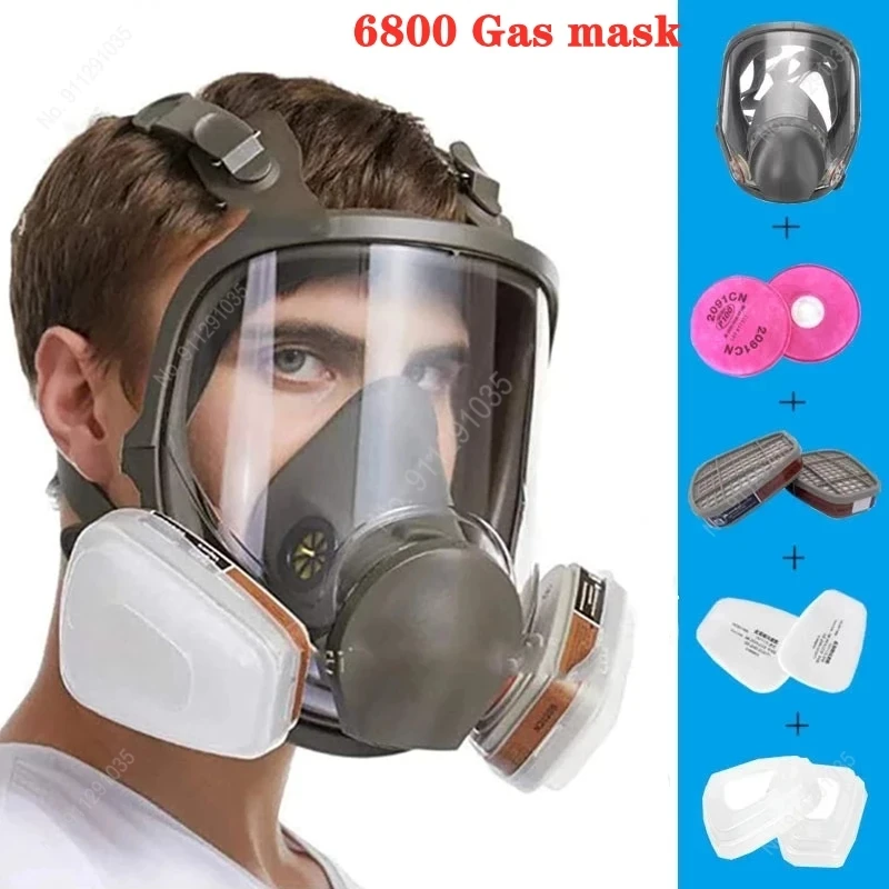 7 In 1 6800 Industrial Painting Spraying Respirator Gas Mask 2 In 1 Suit Safety Work Filter Dust Full Face Mask Replace MMM