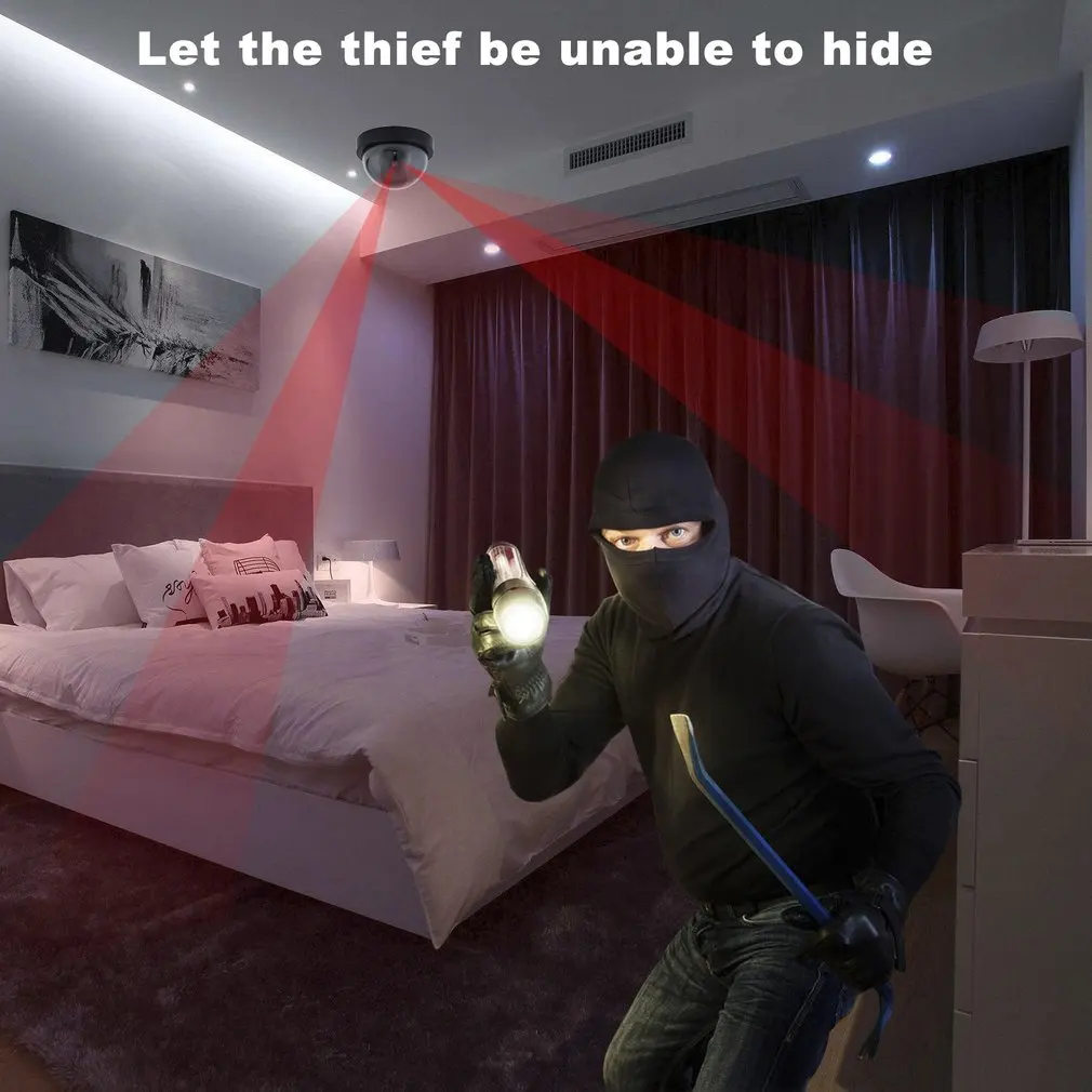 

3pcs Outdoor Indoor Dome Shape Dummy Camera Surveillance Simulation Camera Security Cam With Warning Flash LED Light