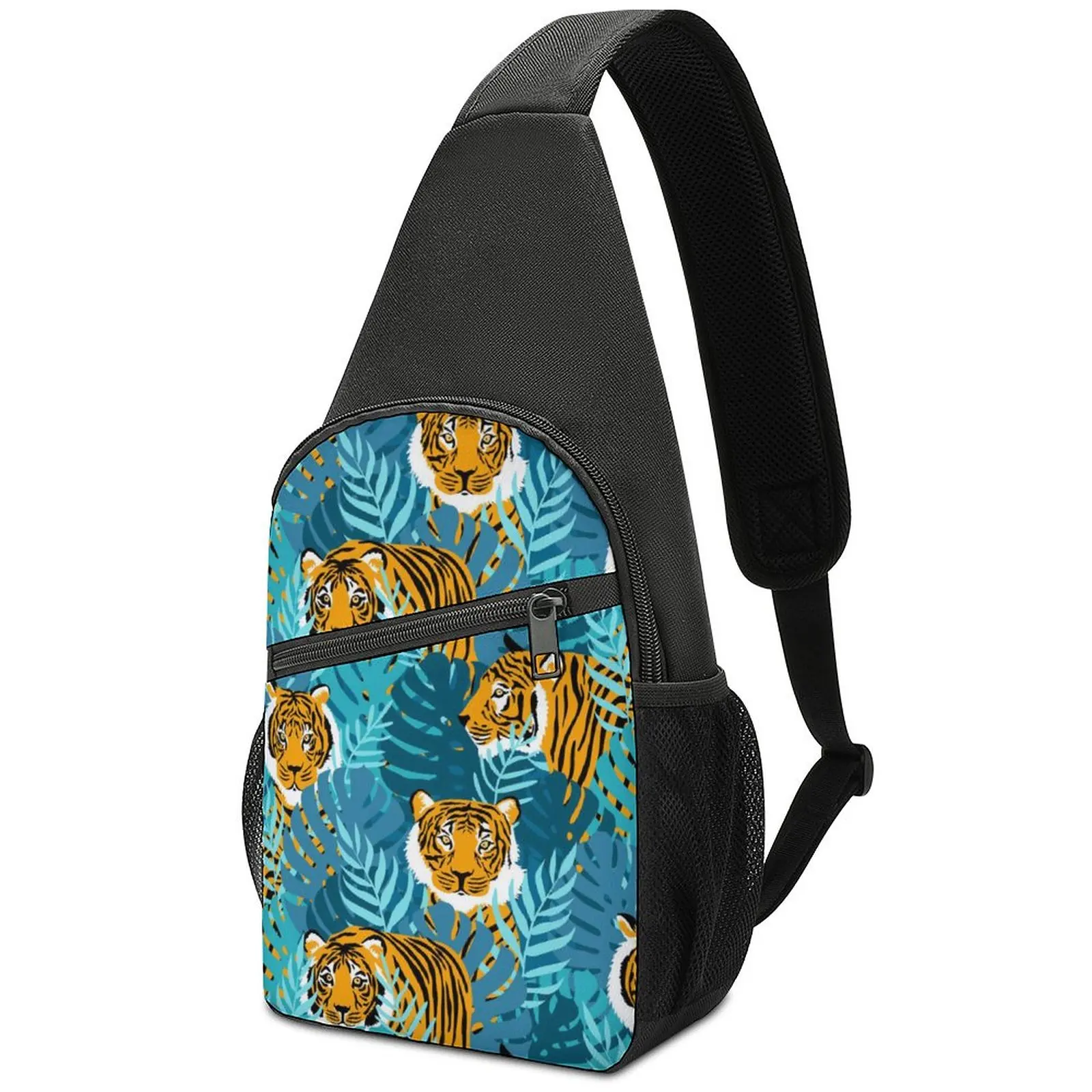 

Jungle Tigers Blue Shoulder Bags Tiger Outdoor Chest Bag Women Camping Print Sling Bag Kawaii School Small Bags