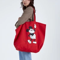 disney new women high capacity shoulder bag cartoons mickey mouse canves handbag shopping bag fashion kawaii printing big bag
