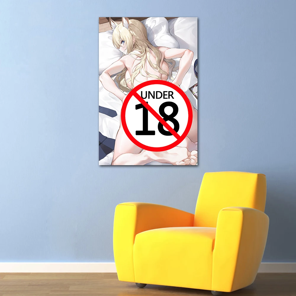Аниме Горячая обнаженная девушка на кровати Настенное искусство Взрослый