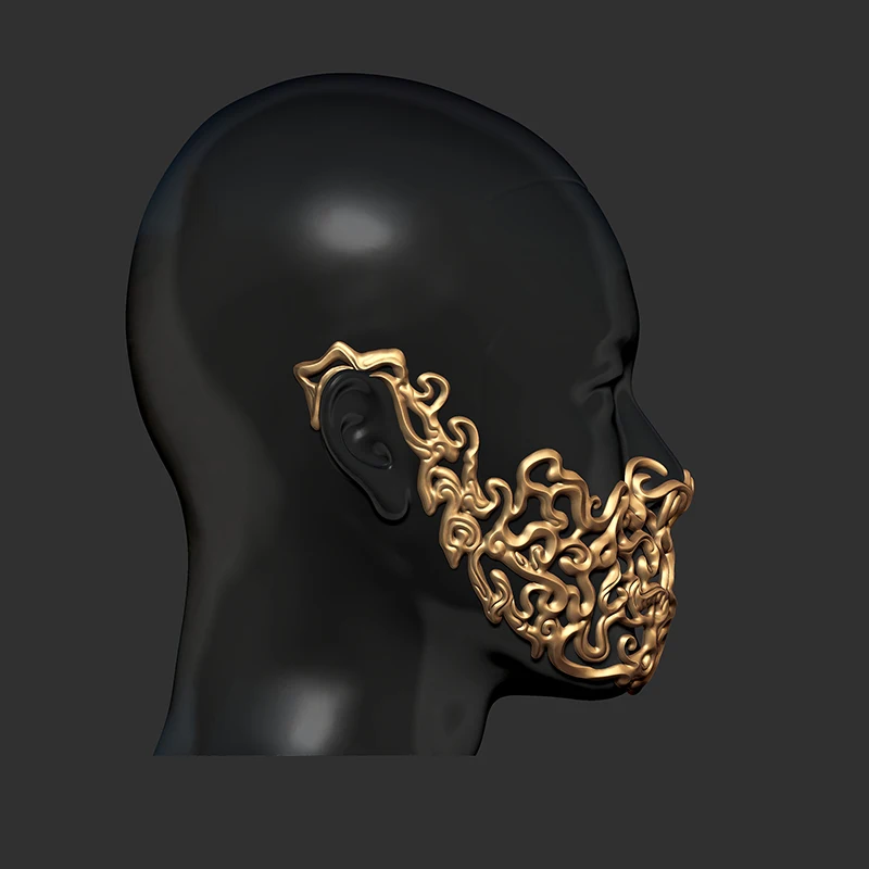 Маска полимерная золотистая Серебристая полулицевая Защитная форма закрывающая