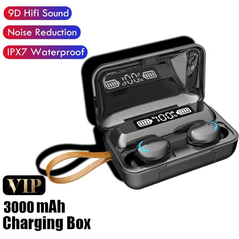 

F9 TWS Bluetooth Earphones Wireless Headphones 3000mAh Charging Box with Mic Headsets Stereo In-Ear Earbuds Sports Free Shipping