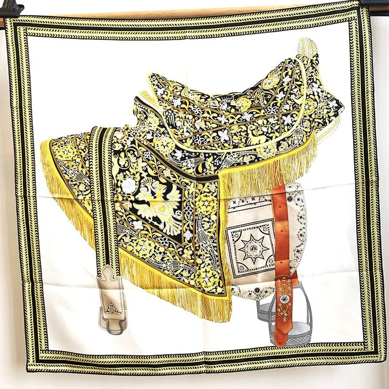 

Scarf for Women Gorgeous Saddle 14 Mommy Silk Scarf 90*90cm Mulberry Silk Hand-rolled Twill Large Square Scarf Shawl Scarf Hijab
