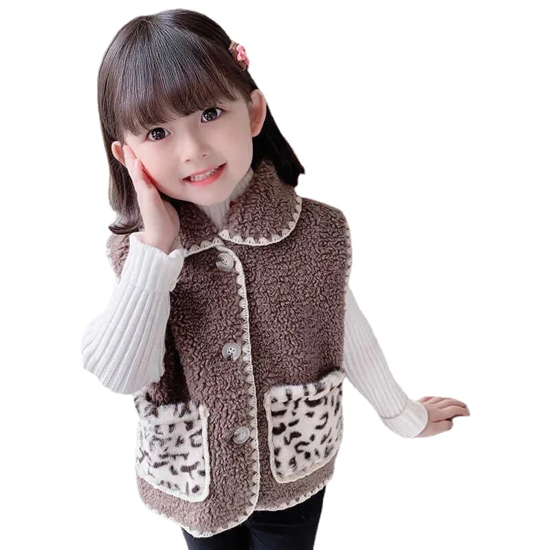 

New Spring Autumn Child Clothes Foreign Style Baby Kids Girls Lamb Wool Vests Girls Cashmere Vests Wearing Shoulder Tops 2022