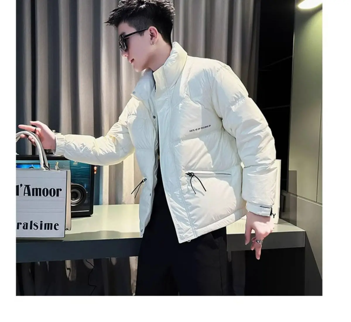 Модная брендовая хлопковая куртка мужская повседневная с воротником-стойкой