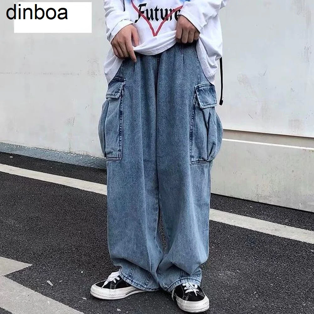 

Dinboa-wide Leg Denim Y2k Pants Men's Autumn Daddy Trend Student Loose Straight-leg Baggy Pants Japanese Loose Hip Hop 2022 New