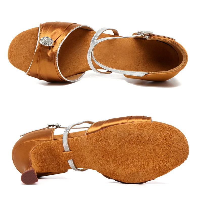 HROYL Women's Latin Dance Shoes Suede Sole Ballroom Dancing Shoes 5/7/8.5 CM High Heels for Dancing Tango Salsa Sandals Wholesal