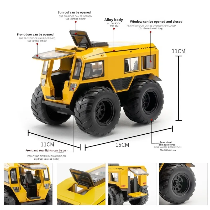 Новая вездеходная внедорожная модель автомобиля из сплава Sherp 1:24 крутые световые