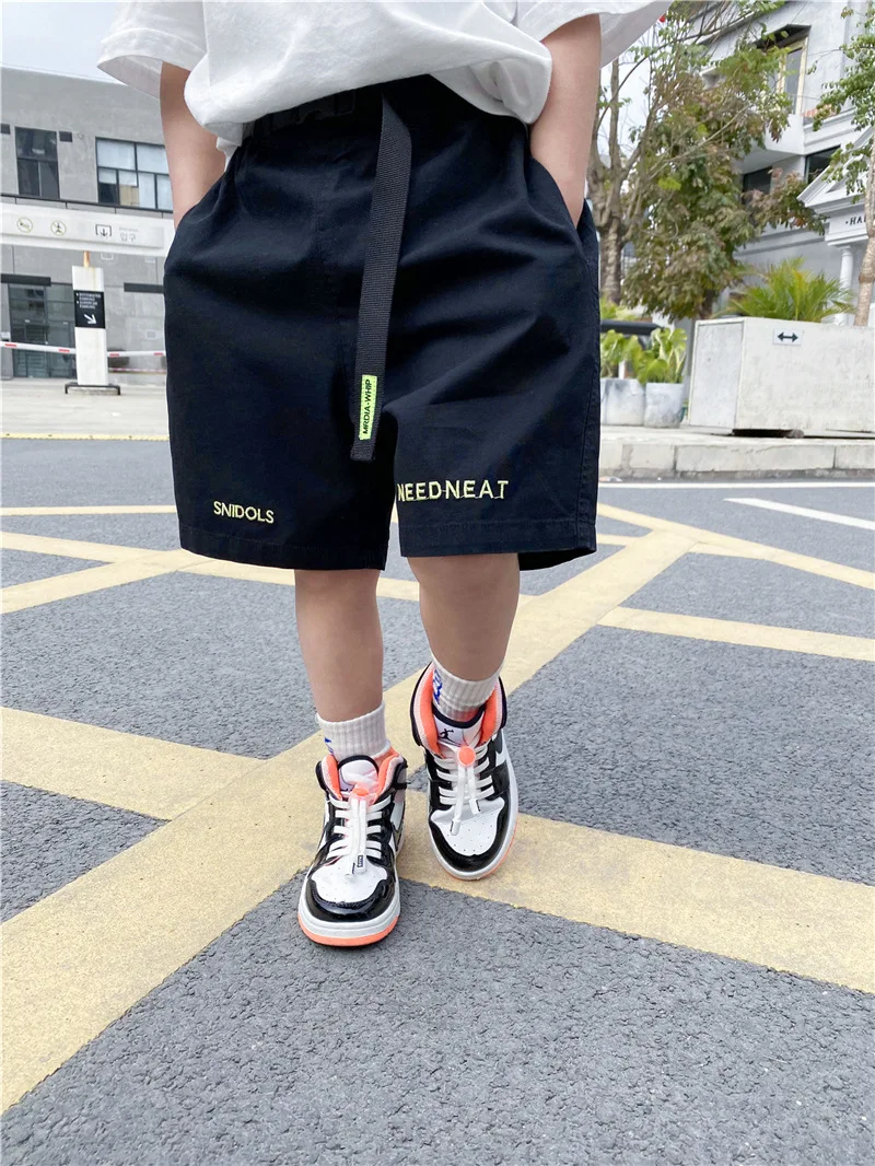 

Summer Children Khaki Shorts For Teens Boys Loose Style Cotton Short Cargo Pants For Teens Boy Cargo Shorts