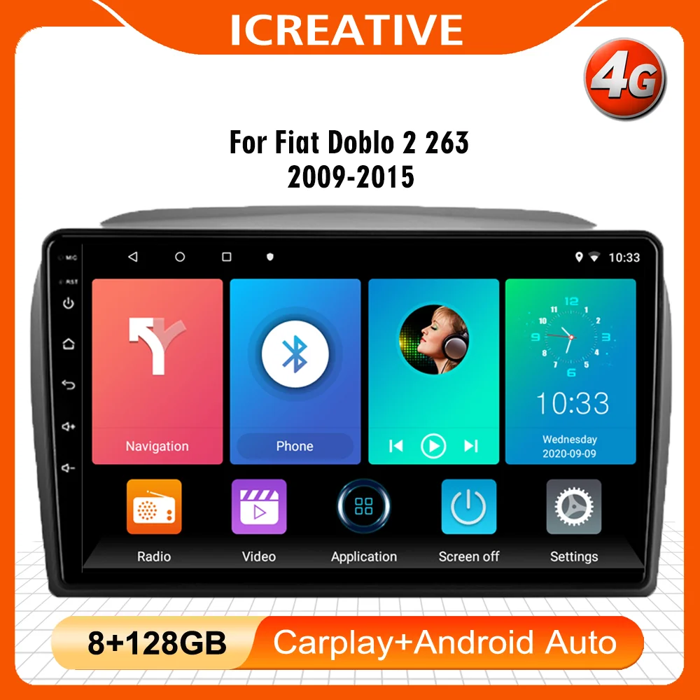 

For Fiat Doblo 2 263 2009-2015 9Inch 2Din 4G Android Smart Multimedia Player Wifi Navigation Autoradio Head Unit With Frame BT