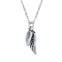 personalized mens feather necklace hip hop trend titanium steel angel wing pendant