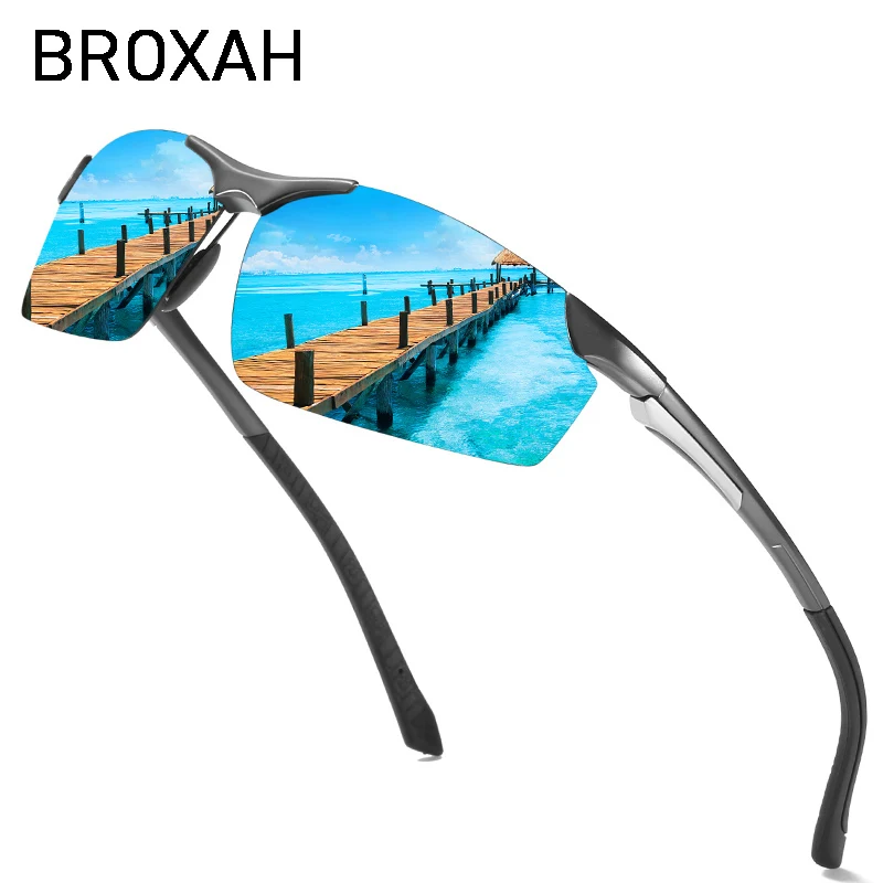 

High Quality Polarized Sunglasses Men Sport Rimless Sun Glasses for Man HD Lens Driving Goggles Aluminium Magnesium Eyewear