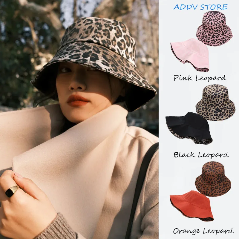 Панама женская двусторонняя с леопардовым принтом дорожная от солнца пляжная